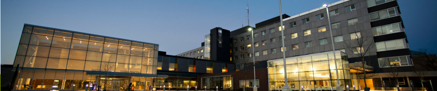 main hospital building at night